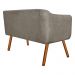 Kit 01 Namoradeira 02 Lugares e 02 Poltronas Giratória Julia Suede Marrom Rato com Strass Base Madeira MM30 D'Rossi