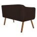 Kit 01 Namoradeira 02 Lugares e 02 Poltronas Giratória Julia Suede Marrom com Strass Base Madeira MM30 D'Rossi