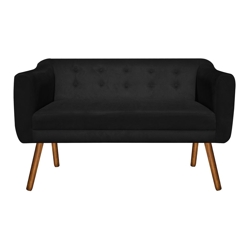 Kit 01 Namoradeira 02 Lugares e 02 Poltronas Giratória Julia Suede Preto Base Madeira MM30 D'Rossi