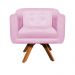 Kit 01 Namoradeira 02 Lugares e 02 Poltronas Giratória Julia Suede Rosa Bebê Base Madeira MM30 D'Rossi