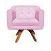 Kit 01 Namoradeira 02 Lugares e 02 Poltronas Giratória Julia Suede Rosa Bebê com Strass Base Madeira MM30 D'Rossi