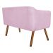 Kit 01 Namoradeira 02 Lugares e 02 Poltronas Giratória Julia Suede Rosa Bebê com Strass Base Madeira MM30 D'Rossi