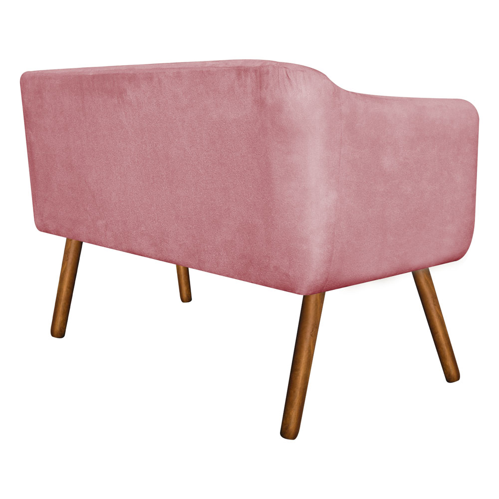 Kit 01 Namoradeira 02 Lugares e 02 Poltronas Giratória Julia Suede Rose com Strass Base Madeira MM30 D'Rossi