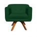 Kit 01 Namoradeira 02 Lugares e 02 Poltronas Giratória Julia Suede Verde Base Madeira MM30 D'Rossi