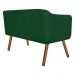 Kit 01 Namoradeira 02 Lugares e 02 Poltronas Giratória Julia Suede Verde com Strass Base Madeira MM30 D'Rossi