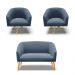 Kit 01 Namoradeira 02 Lugares e 02 Poltronas Giratória Stella Suede Azul Marinho Base Madeira MA30 - D'Rossi