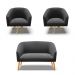 Kit 01 Namoradeira 02 Lugares e 02 Poltronas Giratória Stella Suede Preto Base Madeira MA30 - D'Rossi