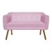 Kit 01 Namoradeira 02 Lugares e 02 Poltronas Julia Suede Rosa Bebê Pés Palito Castanho D'Rossi