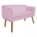 Kit 01 Namoradeira 02 Lugares e 02 Poltronas Julia Suede Rosa Bebê com Strass Pés Palito Castanho D'Rossi