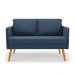Kit 01 Namoradeira 02 Lugares e 02 Poltronas Mari Suede Azul Marinho Base de Madeira MA30 - D'Rossi