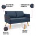 Kit 01 Namoradeira 02 Lugares e 02 Poltronas Mari Suede Azul Marinho Base de Madeira MA30 - D'Rossi