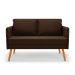 Kit 01 Namoradeira 02 Lugares e 02 Poltronas Mari Suede Marrom Base de Madeira MA30 - D'Rossi