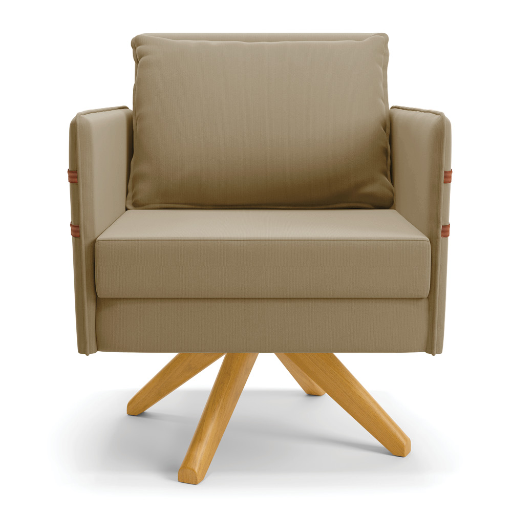 Kit 01 Namoradeira 02 Lugares e 02 Poltronas Mari Suede Marrom Rato Base de Madeira MA30 - D'Rossi