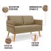 Kit 01 Namoradeira 02 Lugares e 02 Poltronas Mari Suede Marrom Rato Base de Madeira MA30 - D'Rossi