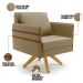 Kit 01 Namoradeira 02 Lugares e 02 Poltronas Mari Suede Marrom Rato Base de Madeira MA30 - D'Rossi