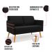 Kit 01 Namoradeira 02 Lugares e 02 Poltronas Mari Suede Preto Base de Madeira MA30 - D'Rossi