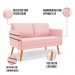 Kit 01 Namoradeira 02 Lugares e 02 Poltronas Mari Suede Rosa Bebê Base de Madeira MA30 - D'Rossi