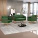 Kit 01 Namoradeira 02 Lugares e 02 Poltronas Mari Suede Verde Base de Madeira MA30 - D'Rossi