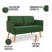 Kit 01 Namoradeira 02 Lugares e 02 Poltronas Mari Suede Verde Base de Madeira MA30 - D'Rossi