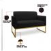 Kit 01 Namoradeira 02 Lugares e 02 Poltronas Marisa Linho Preto A79 Base Industrial Metálica Dourado - D'Rossi