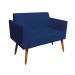 Kit 01 Namoradeira 02 Lugares e 02 Poltronas Marisa Suede Azul Marinho Base Giratória Madeira MA30 D'Rossi