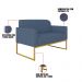 Kit 01 Namoradeira 02 Lugares e 02 Poltronas Marisa Suede Azul Marinho Base Industrial Metálica Dourado D'Rossi