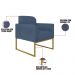 Kit 01 Namoradeira 02 Lugares e 02 Poltronas Marisa Suede Azul Marinho Base Industrial Metálica Dourado D'Rossi