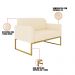 Kit 01 Namoradeira 02 Lugares e 02 Poltronas Marisa Suede Bege Base Industrial Metálica Dourado D'Rossi
