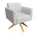 Kit 01 Namoradeira 02 Lugares e 02 Poltronas Marisa Suede Cinza Base Giratória Madeira MA30 D'Rossi