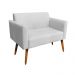 Kit 01 Namoradeira 02 Lugares e 02 Poltronas Marisa Suede Cinza Base Giratória Madeira MA30 D'Rossi
