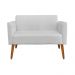 Kit 01 Namoradeira 02 Lugares e 02 Poltronas Marisa Suede Cinza Base Giratória Madeira MA30 D'Rossi