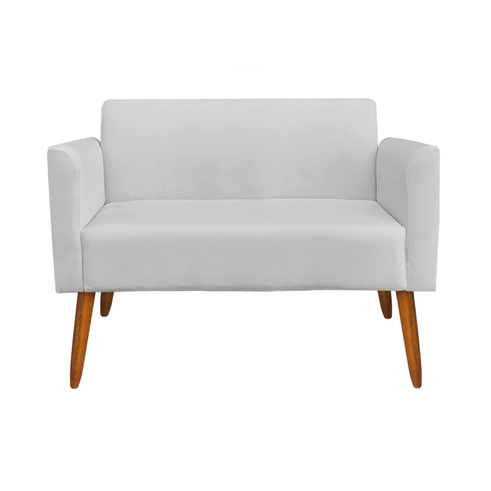 Kit 01 Namoradeira 02 Lugares e 02 Poltronas Marisa Suede Cinza Base Giratória Madeira MA30 D'Rossi