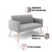 Kit 01 Namoradeira 02 Lugares e 02 Poltronas Marisa Suede Cinza Pés Palito Natural D'Rossi