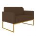 Kit 01 Namoradeira 02 Lugares e 02 Poltronas Marisa Suede Marrom Base Industrial Metálica Dourado D'Rossi
