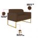 Kit 01 Namoradeira 02 Lugares e 02 Poltronas Marisa Suede Marrom Base Industrial Metálica Dourado D'Rossi