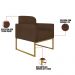 Kit 01 Namoradeira 02 Lugares e 02 Poltronas Marisa Suede Marrom Base Industrial Metálica Dourado D'Rossi