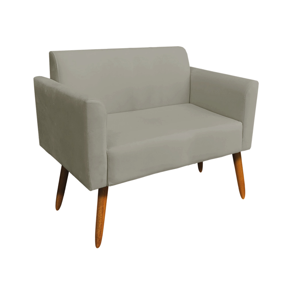 Kit 01 Namoradeira 02 Lugares e 02 Poltronas Marisa Suede Marrom Rato Base Giratória Madeira MA30 D'Rossi