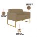 Kit 01 Namoradeira 02 Lugares e 02 Poltronas Marisa Suede Marrom Rato Base Industrial Metálica Dourado D'Rossi