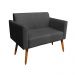 Kit 01 Namoradeira 02 Lugares e 02 Poltronas Marisa Suede Preto Base Giratória Madeira MA30 D'Rossi