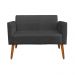 Kit 01 Namoradeira 02 Lugares e 02 Poltronas Marisa Suede Preto Base Giratória Madeira MA30 D'Rossi