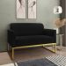 Kit 01 Namoradeira 02 Lugares e 02 Poltronas Marisa Suede Preto Base Industrial Metálica Dourado D'Rossi