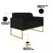 Kit 01 Namoradeira 02 Lugares e 02 Poltronas Marisa Suede Preto Base Industrial Metálica Dourado D'Rossi