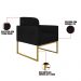 Kit 01 Namoradeira 02 Lugares e 02 Poltronas Marisa Suede Preto Base Industrial Metálica Dourado D'Rossi