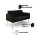 Kit 01 Namoradeira 02 Lugares e 02 Poltronas Marisa Suede Preto Pés Palito Natural D'Rossi