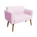 Kit 01 Namoradeira 02 Lugares e 02 Poltronas Marisa Suede Rosa Bebê Base Giratória Madeira MA30 D'Rossi