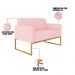 Kit 01 Namoradeira 02 Lugares e 02 Poltronas Marisa Suede Rosa Bebê Base Industrial Metálica Dourado D'Rossi