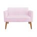 Kit 01 Namoradeira 02 Lugares e 02 Poltronas Marisa Suede Rosa Bebê Pés Palito Castanho D'Rossi