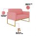 Kit 01 Namoradeira 02 Lugares e 02 Poltronas Marisa Suede Rose Base Industrial Metálica Dourado D'Rossi