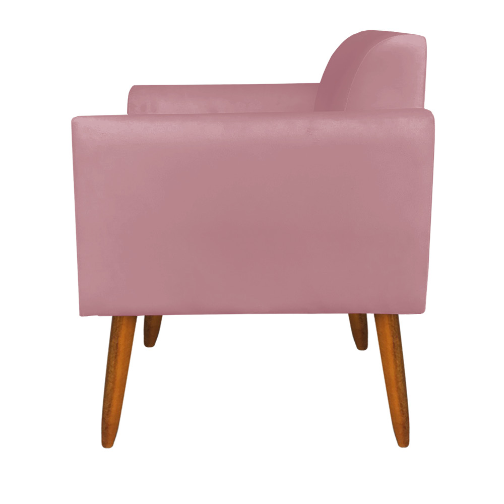 Kit 01 Namoradeira 02 Lugares e 02 Poltronas Marisa Suede Rose Pés Palito Castanho D'Rossi