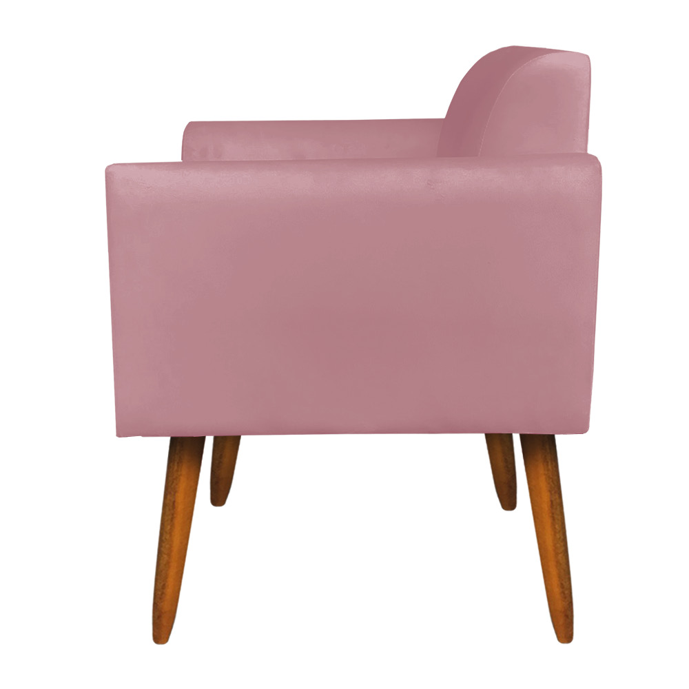 Kit 01 Namoradeira 02 Lugares e 02 Poltronas Marisa Suede Rose Pés Palito Castanho D'Rossi